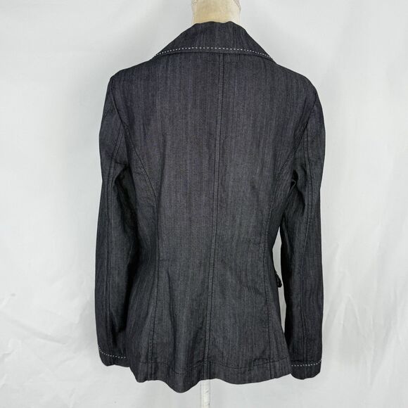 Denim Jacket BACCINI Womens Long Sleeve Buttoned Black Size M - Picture 2 of 16